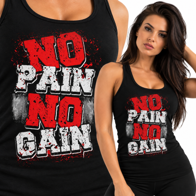 TANK TOP DAMSKI  NA SIŁOWNIĘ  NO PAIN NO GAIN 8